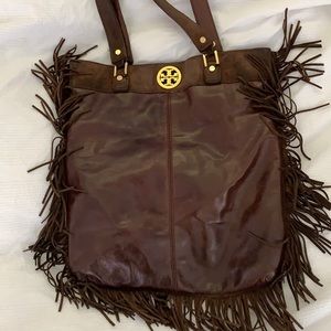 Tory Burch leather and suede fringe bag